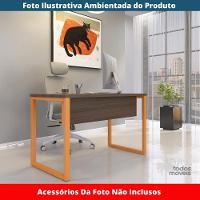 Mesa Escritório P25 Tub Pandin 120 Cm (larg) Tampo Mdp Walnut Pé Aço Tubular Laranja - 2