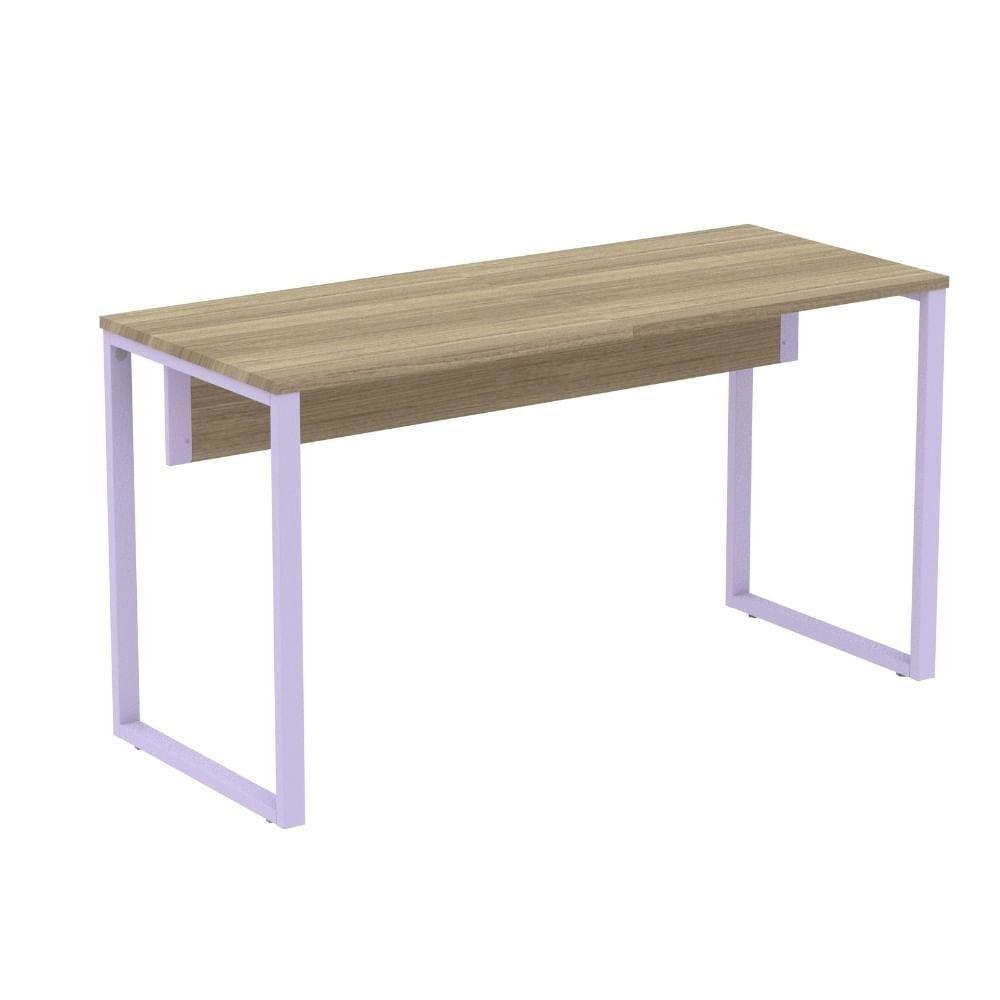 Mesa Escritório P25 Tub Pandin 150 Cm (larg) Tampo Mdp Noce Naturalle Pé Aço Tubular Azul Dali - 1