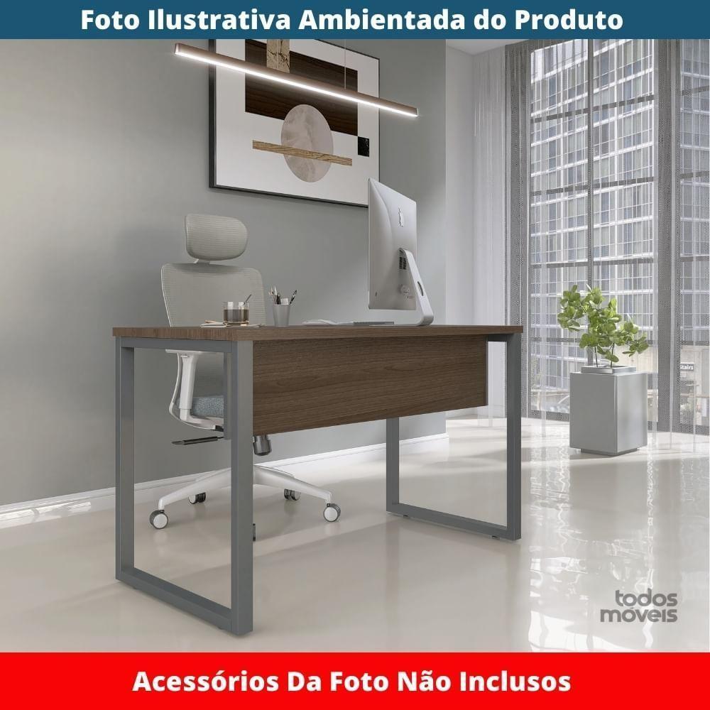 Mesa Escritório P25 Tub Pandin 134 Cm (larg) Tampo Mdp Walnut Pé Aço Tubular Grafito - 2