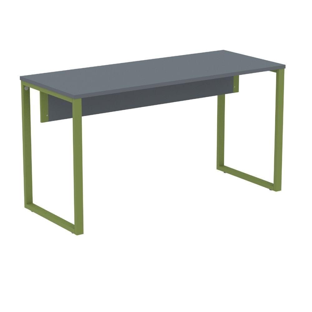 Mesa Escritório P25 Tub Pandin 150 Cm (larg) Tampo Mdp Grafito Pé Aço Tubular Verde Mirô - 1