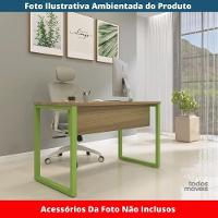 Mesa Escritório P25 Tub Pandin 134 Cm (larg) Tampo Mdp Noce Naturalle Pé Aço Tubular Verde Mirô - 2