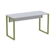 Mesa Escritório P25 Tub Pandin 134 Cm (larg) Tampo Mdp Cinza Pé Aço Tubular Verde Mirô - 1