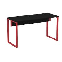 Mesa Escritório P25 Tub Pandin 150 Cm (larg) Tampo Mdp Preto Pé Aço Tubular Vermelho - 1
