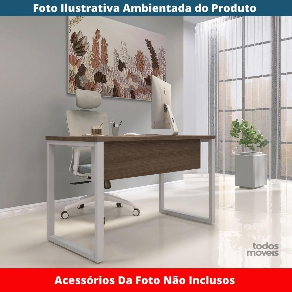 Mesa Escritório P25 Tub Pandin 150 Cm (larg) Tampo Mdp Walnut Pé Aço Tubular Cinza - 4
