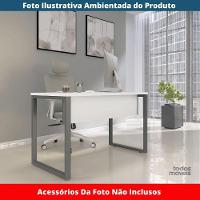 Mesa Escritório P25 Tub Pandin 150 Cm (larg) Tampo Mdp Branco Pé Aço Tubular Grafito - 2