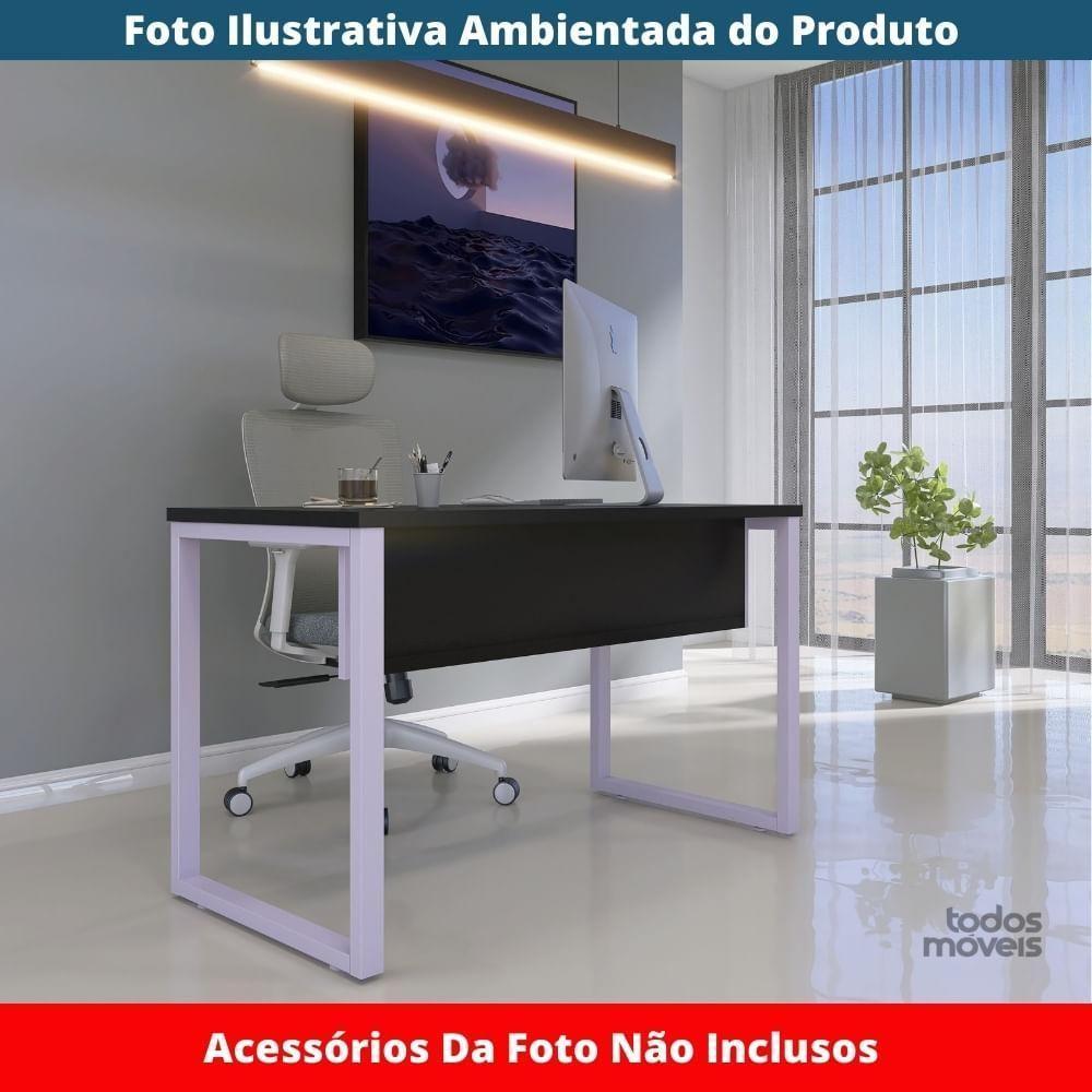 Mesa Escritório P25 Tub Pandin 150 Cm (larg) Tampo Mdp Preto Pé Aço Tubular Lilás - 2