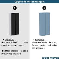 Armário Alto 2 Portas Pandin 80 Cm (largura) Inmetro Estrutura Aço Cinza E Portas Azul Dali C- Chave - 5