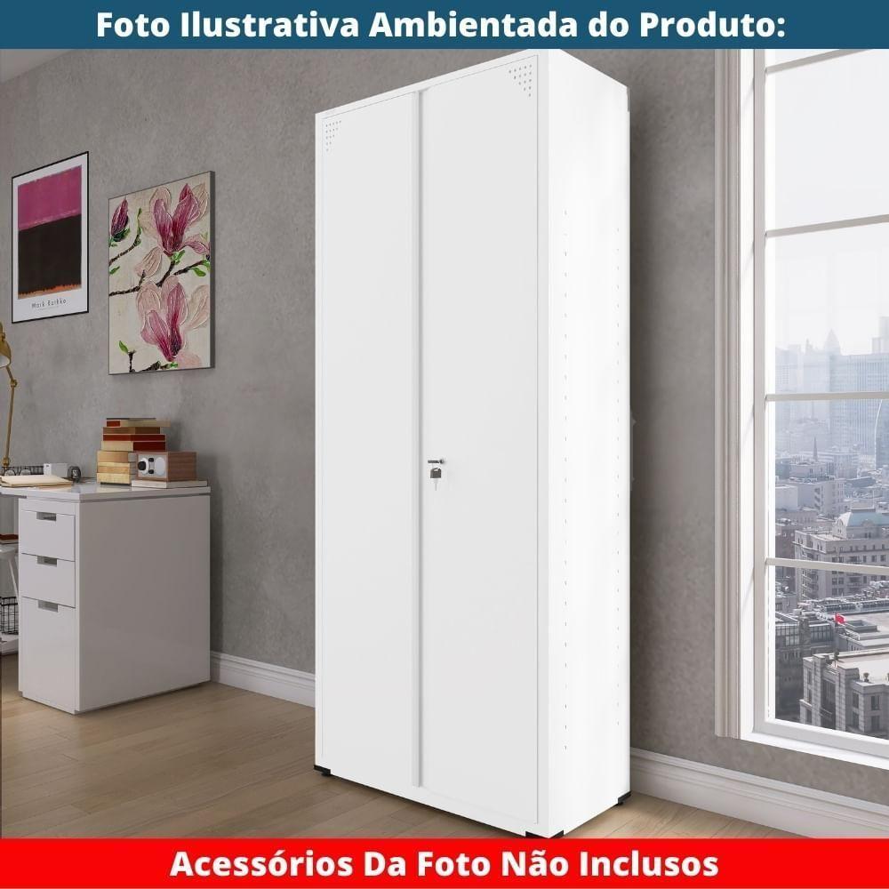 Armário Alto 2 Portas Pandin 90 Cm (largura) Inmetro Estrutura E Portas Aço Branco C- Chave - 6