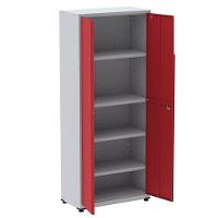 Armário Alto 2 Portas Pandin 80 Cm (largura) Inmetro Estrutura Aço Cinza E Portas Vermelhas C- Chave - 9