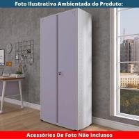 Armário Alto 2 Portas Pandin 80 Cm (largura) Inmetro Estrutura Aço Cinza E Portas Lilás C- Chave - 7