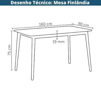 Mesa De Jantar Retangular Finlândia Rivatti 160 Cm Larg Tampo Mdf Nogueira Base Madeira Seringueira