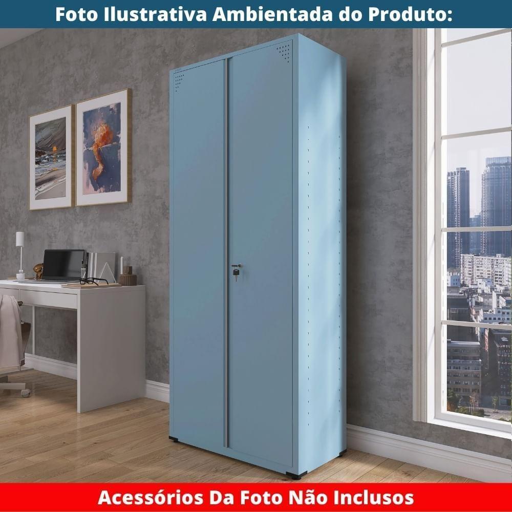 Armário Alto 2 Portas Pandin 80 Cm (largura) Inmetro Estrutura E Portas Aço Azul Dali C- Chave - 7