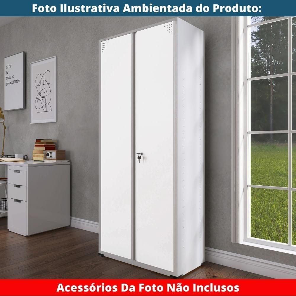 Armário Alto 2 Portas Pandin 80 Cm (largura) Inmetro Estrutura Aço Cinza E Portas Brancas C- Chave - 7