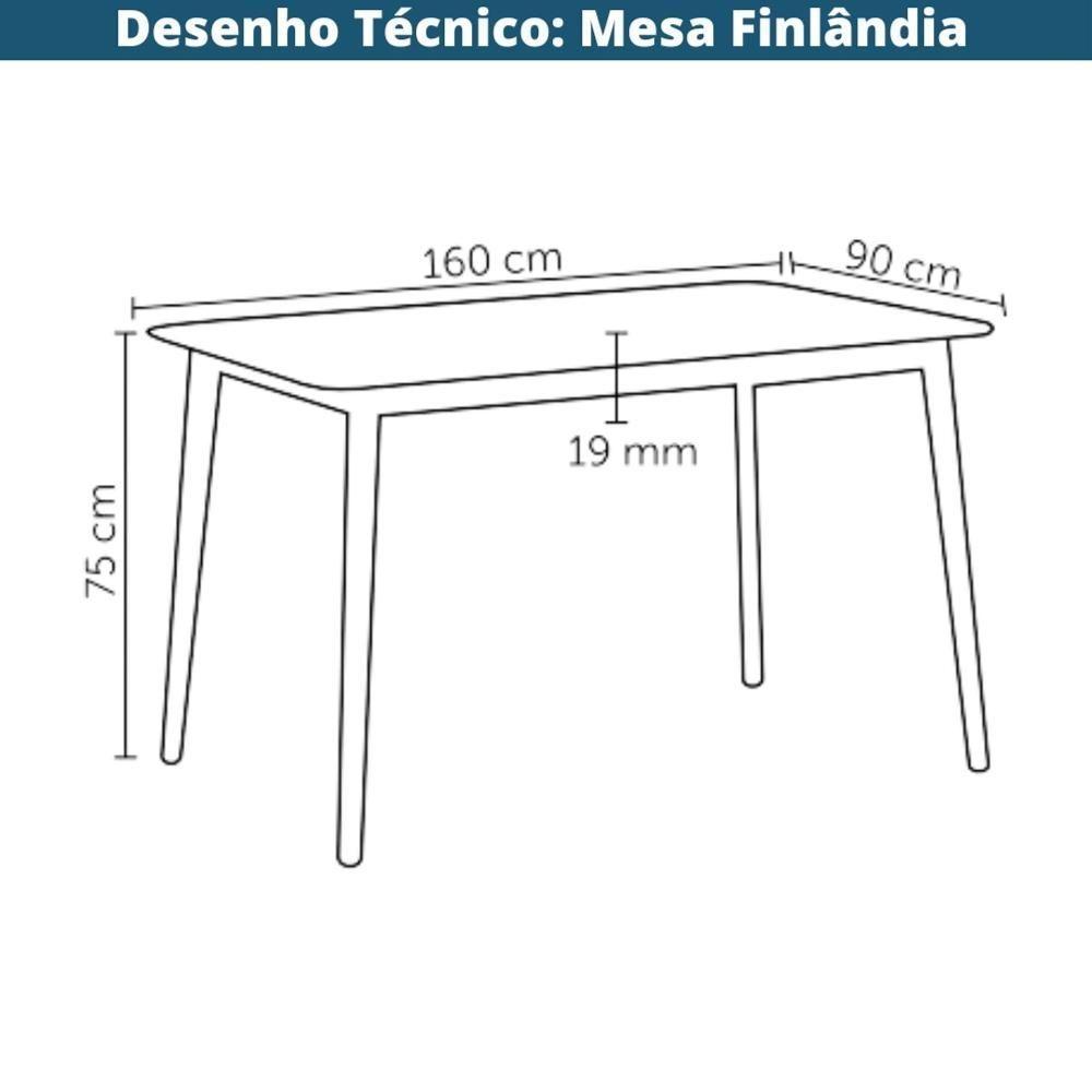 Mesa De Jantar Retangular Finlândia Rivatti 160 Cm (larg) Tampo Mdf Preto Base Madeira Seringueira - 2
