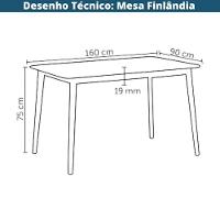 Mesa De Jantar Retangular Finlândia Rivatti 160 Cm (larg) Tampo Mdf Preto Base Madeira Seringueira - 2