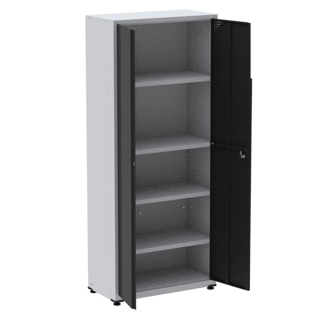 Armário Alto 2 Portas Pandin 90 Cm (largura) Inmetro Estrutura Aço Cinza E Portas Pretas C- Chave - 5