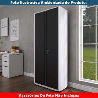 Armário Alto 2 Portas Pandin 90 Cm (largura) Inmetro Estrutura Aço Cinza E Portas Pretas C- Chave - 2