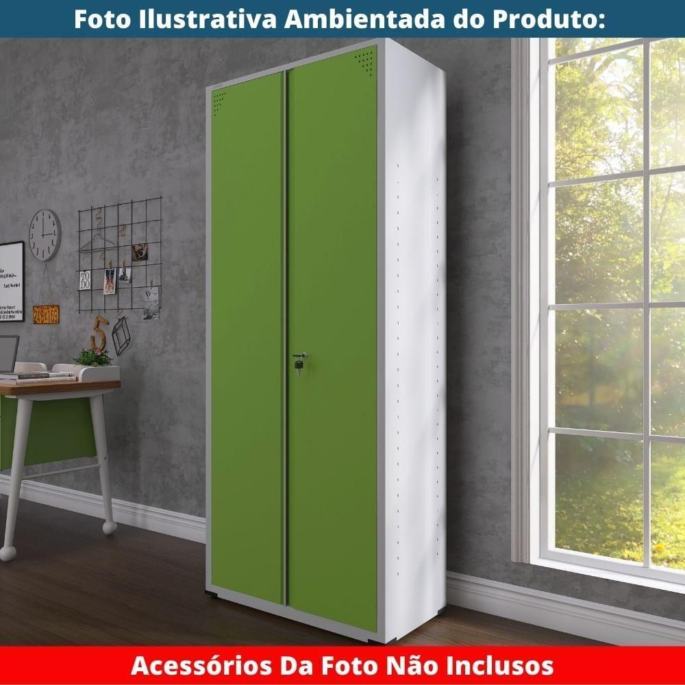 Armário Alto 2 Portas Pandin 90 Cm (largura) Inmetro Estrutura Aço Cinza E Portas Verdes C- Chave - 7