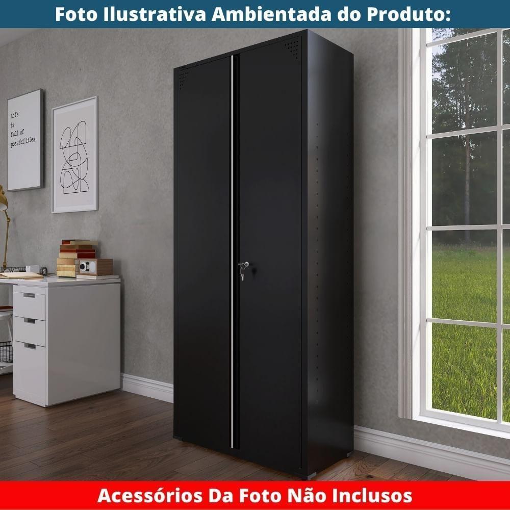 Armário Alto 2 Portas Pandin 80 Cm (largura) Inmetro Estrutura E Portas Aço Preto C- Chave - 7