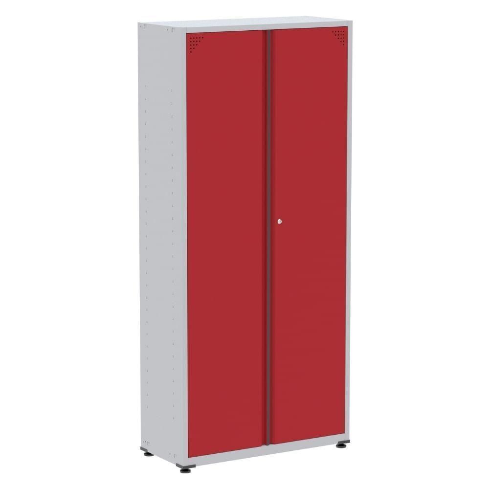 Armário Alto 2 Portas Pandin 90 Cm (largura) Inmetro Estrutura Aço Cinza E Portas Vermelhas C- Chave - 1