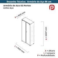 Armário Alto 2 Portas Pandin 90 Cm (largura) Inmetro Estrutura Aço Cinza E Portas Vermelhas C- Chave - 6