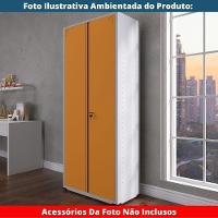 Armário Alto 2 Portas Pandin 90 Cm (largura) Inmetro Estrutura Aço Cinza E Portas Laranjas C- Chave - 7