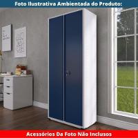 Armário Alto 2 Portas Pandin 80 Cm (largura) Inmetro Estrutura Aço Cinza E Portas Azul C- Chave - 7
