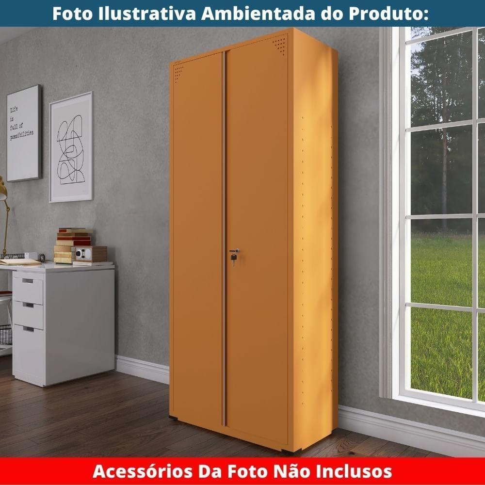 Armário Alto 2 Portas Pandin 80 Cm (largura) Inmetro Estrutura E Portas Aço Laranja C- Chave - 6