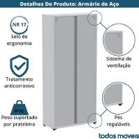 Armário Alto 2 Portas Pandin 90 Cm (largura) Inmetro Estrutura Aço Cinza E Portas Brancas C- Chave