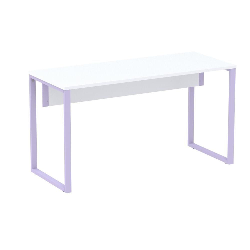 Mesa Escritório P25 Tub Pandin 150 Cm (larg) X 70 Cm (prof) Tampo Mdp Branco Pé Aço Tubular Lilás - 1