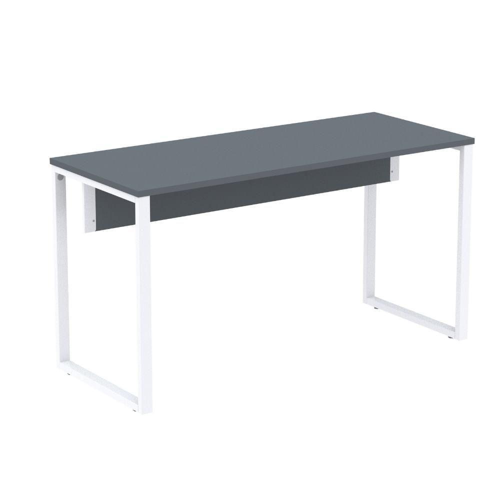 Mesa Escritório P25 Tub Pandin 150 Cm (larg) X 70 Cm (prof) Tampo Mdp Grafito Pé Aço Tubular Branco - 1