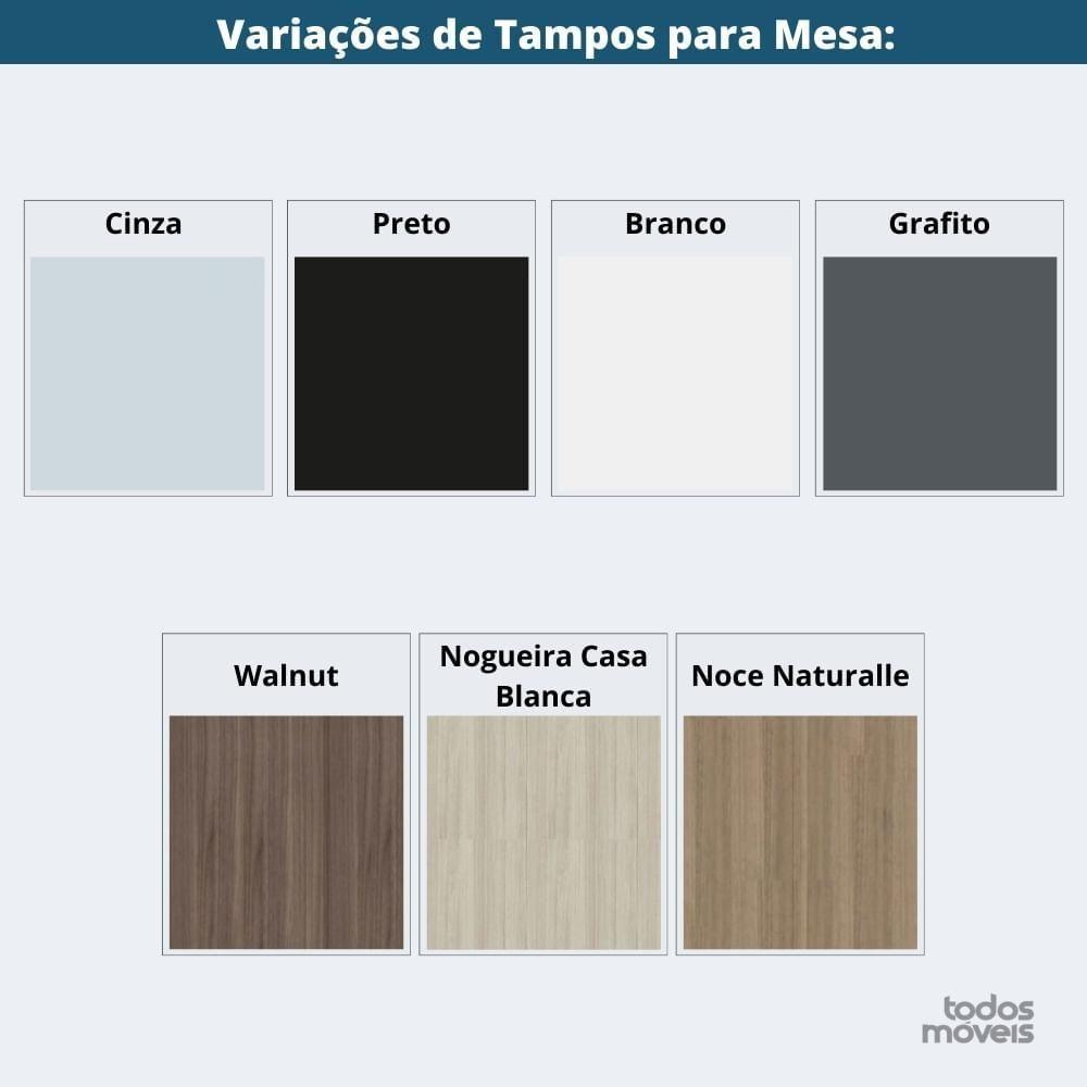 Mesa Escritório P25 Tub Pandin 150 Cm (larg) X 70 Cm (prof) Tampo Mdp Grafito Pé Aço Tubular Branco - 4