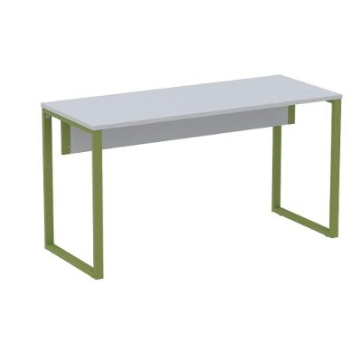 Mesa Escritório P25 Tub Pandin 150 Cm (larg) X 70 Cm (prof) Tampo Mdp Cinza Pé Aço Tubular Verde