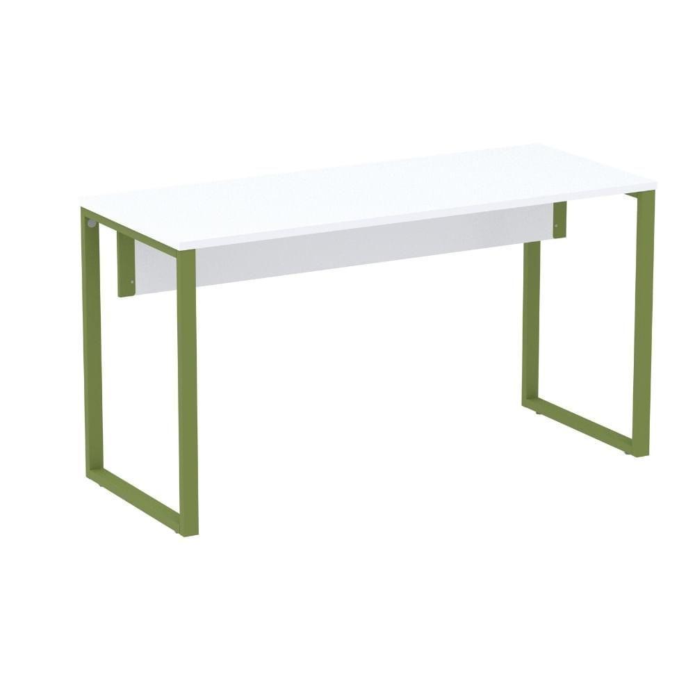 Mesa Escritório P25 Tub Pandin 150 Cm (larg) X 70 Cm (prof) Tampo Mdp Branco Pé Aço Tubular Verde - 1