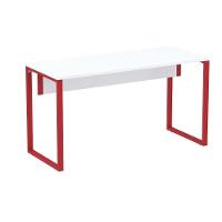 Mesa Escritório P25 Tub Pandin 150 Cm (larg) X 70 Cm (prof) Tampo Mdp Branco Pé Aço Tubular Vermelho - 1