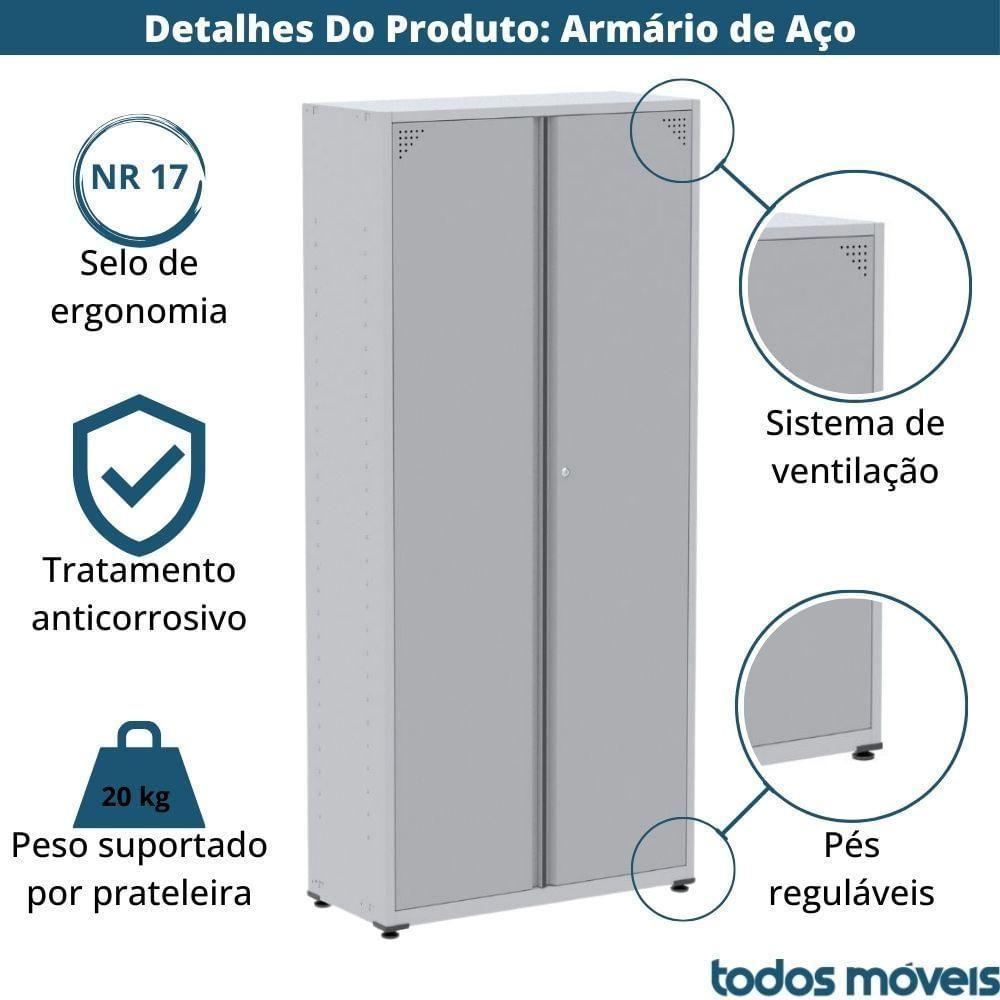 Armário Alto 2 Portas Pandin 90 Cm (largura) Inmetro Estrutura E Portas Aço Laranja C- Chave - 4