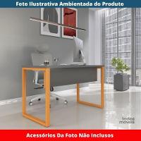 Mesa Escritório P25 Tub Pandin 134 Cm (larg) Tampo Mdp Grafito Pé Aço Tubular Laranja - 2