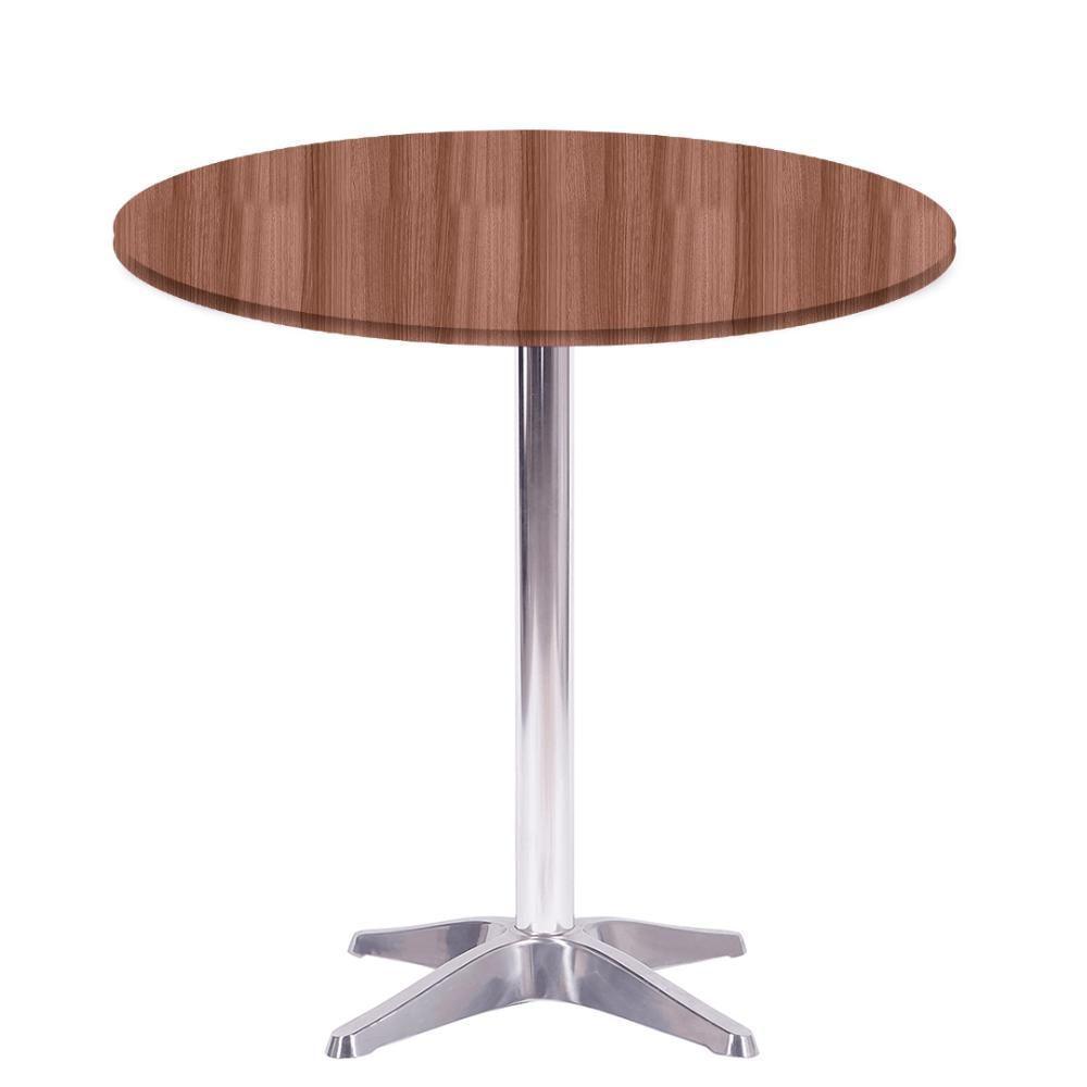 Mesa Delta Em Alumínio 75 Cm (alt) Base Em X Tampo Mdp Redondo 70 Cm (larg) X 2,50 Cm (alt) Walnut - 1