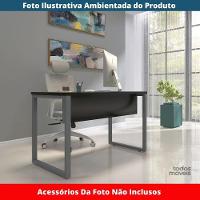 Mesa Escritório P25 Tub Pandin 150 Cm (larg) Tampo Mdp Preto Pé Aço Tubular Grafito - 2