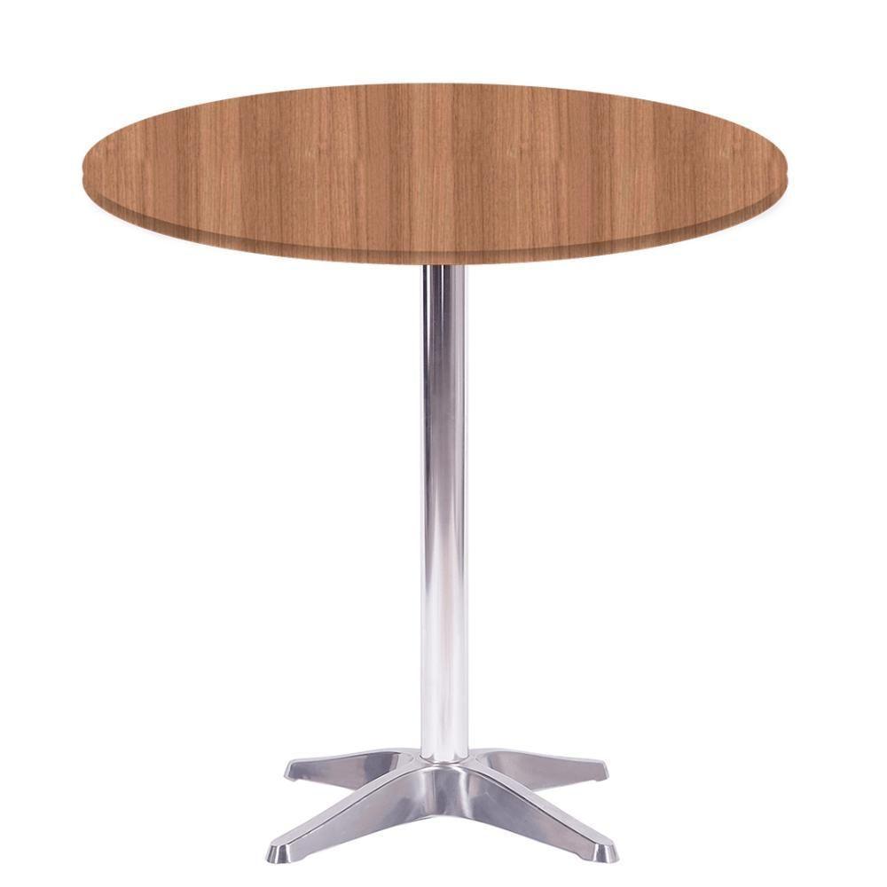 Mesa Delta Em Alumínio 75 Cm (alt) Base Em X Tampo Mdp Redondo 70 Cm (larg) X 2,50 Cm (alt) Noce Nat - 1