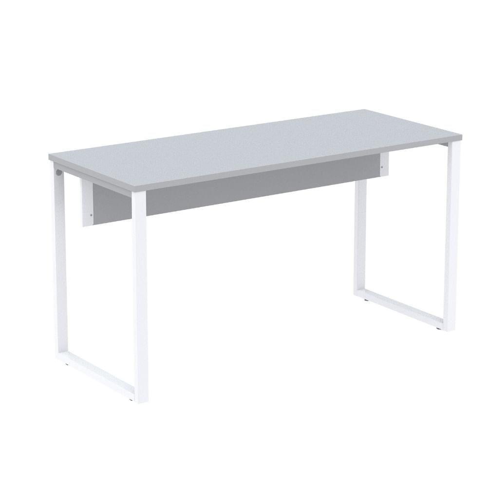 Mesa Escritório P25 Tub Pandin 150 Cm (larg) Tampo Mdp Cinza Pé Aço Tubular Branco - 1