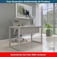 Mesa Escritório P25 Tub Pandin 150 Cm (larg) Tampo Mdp Cinza Pé Aço Tubular Branco - 2