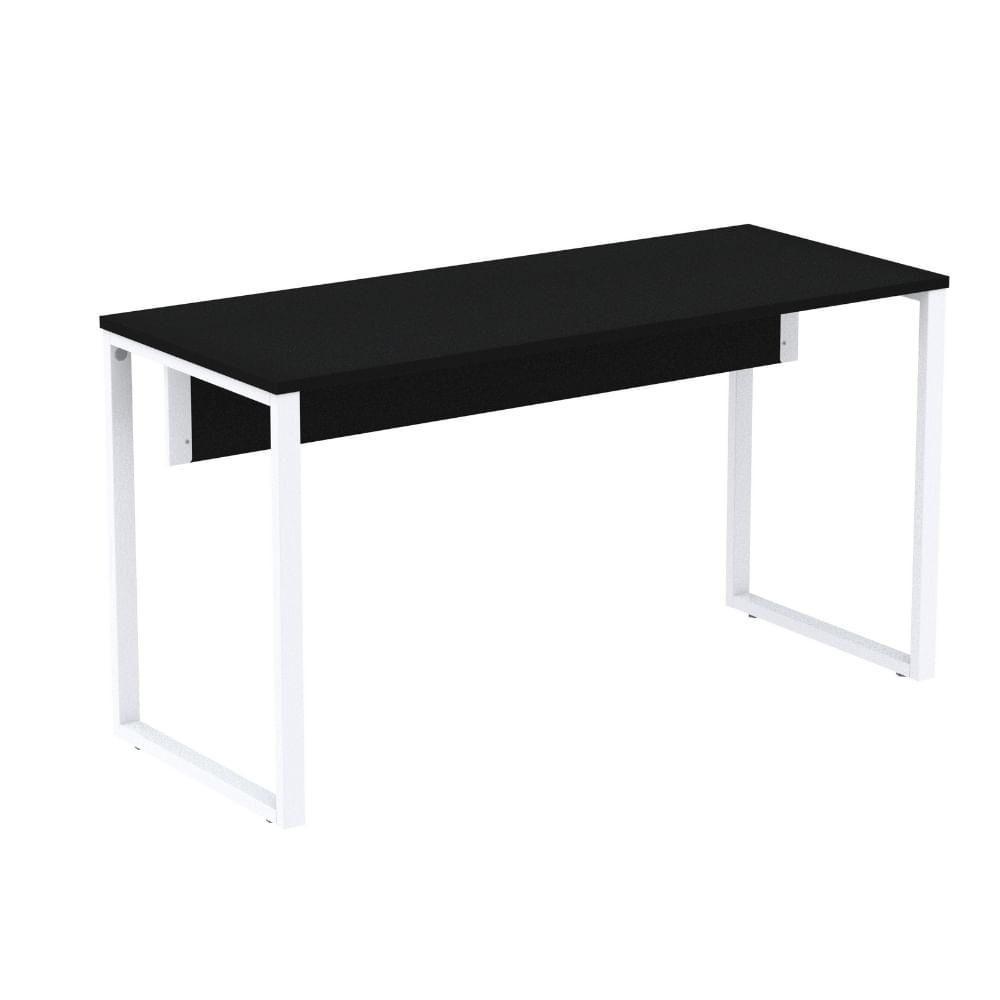 Mesa Escritório P25 Tub Pandin 134 Cm (larg) Tampo Mdp Preto Pé Aço Tubular Branco - 1