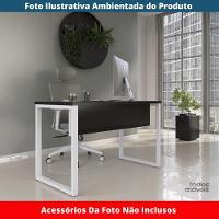 Mesa Escritório P25 Tub Pandin 134 Cm (larg) Tampo Mdp Preto Pé Aço Tubular Branco - 2