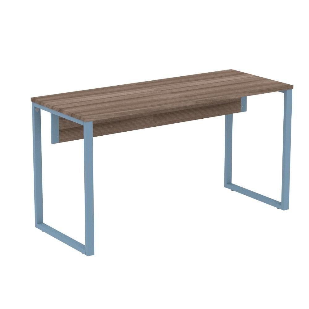 Mesa Escritório P25 Tub Pandin 134 Cm (larg) Tampo Mdp Walnut Pé Aço Tubular Azul Dali - 1