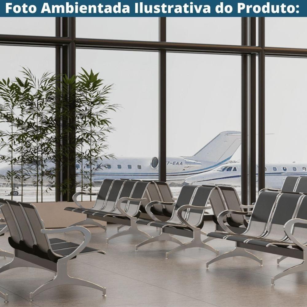 Longarina Estofada 3 Lug Nr-17 Dubai Fratini 171 Cm Aço Carbono, Cromado E Pintura Cinza C- Braços - 3