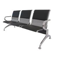 Longarina Estofada 3 Lug Nr-17 Dubai Fratini 171 Cm Aço Carbono, Cromado E Pintura Cinza C- Braços - 1