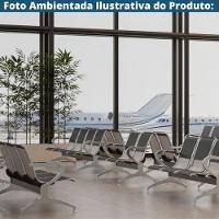 Longarina Estofada 3 Lug Nr-17 Dubai Fratini 171 Cm Aço Carbono, Cromado E Pintura Cinza C- Braços - 3