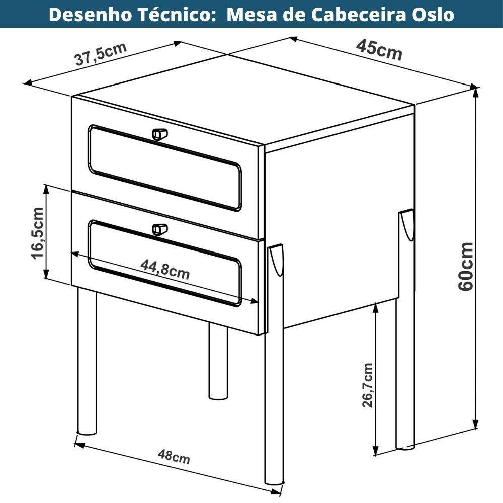Mesa Cabeceira 2 Gavetas Oslo Artesano 48 Cm (larg) Mdp Nero Palha Sintética Bege Pé Metal Dourado - 6