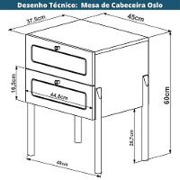 Mesa Cabeceira 2 Gavetas Oslo Artesano 48 Cm (larg) Mdp Nero Palha Sintética Bege Pé Metal Dourado - 6